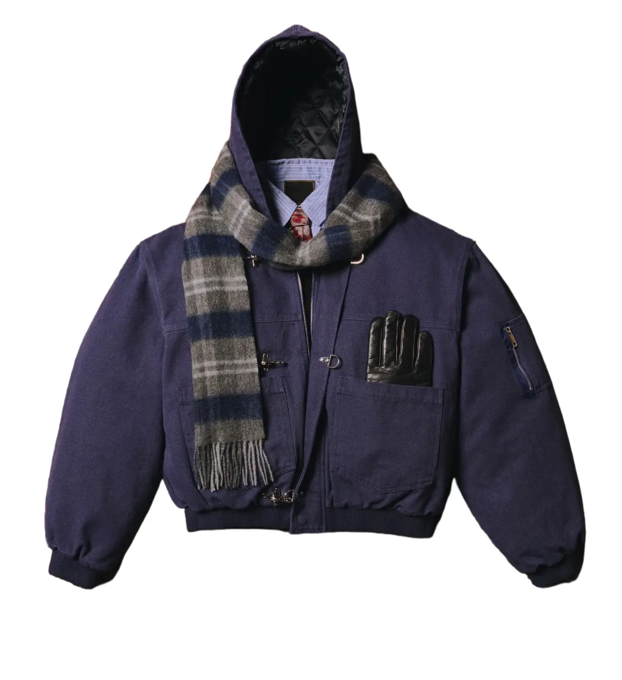 15OZ  INDIGO CANVAS CLASP BOMBER JACKET