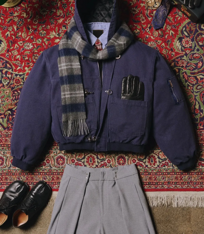 15OZ  INDIGO CANVAS CLASP BOMBER JACKET