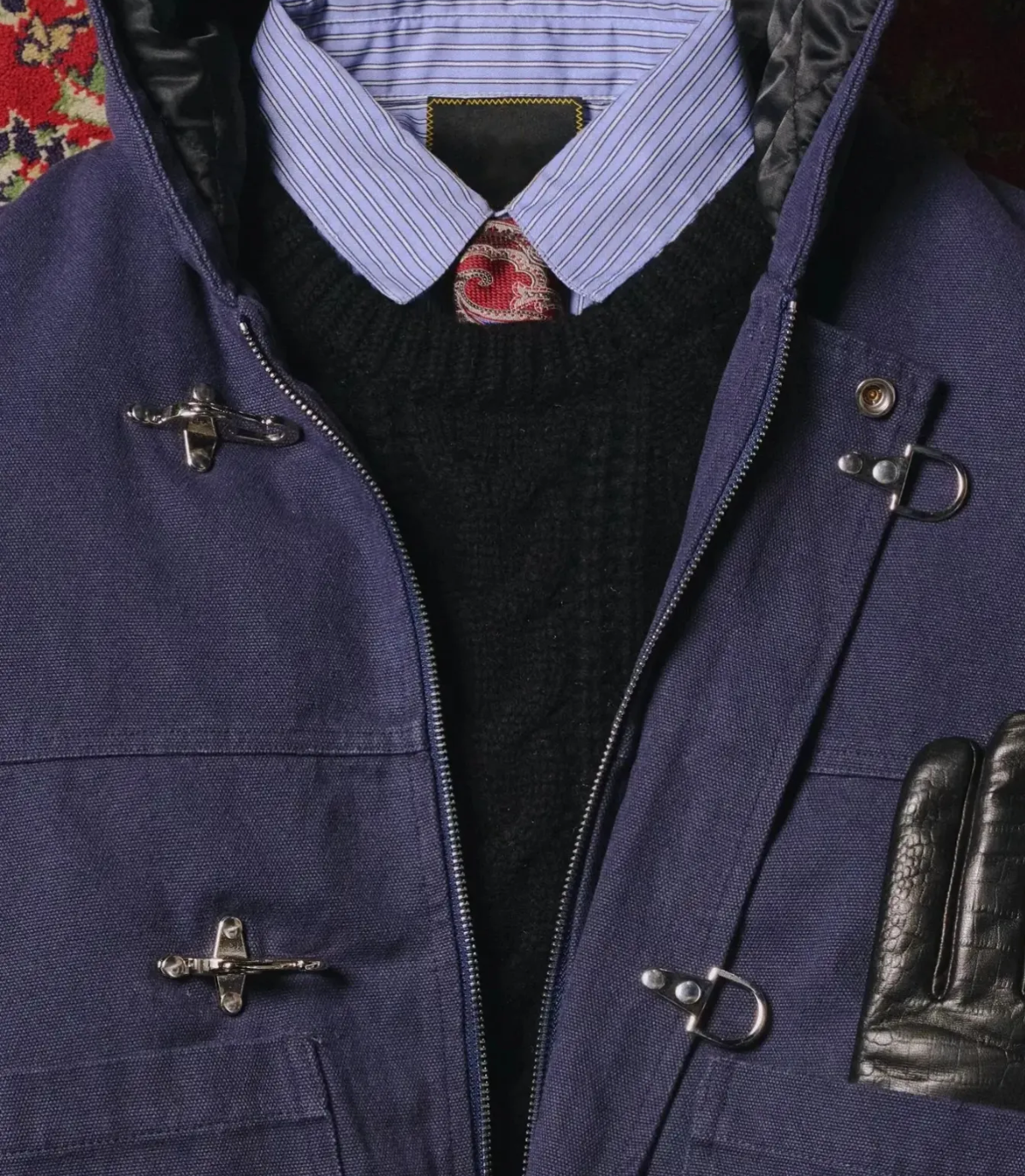 15OZ  INDIGO CANVAS CLASP BOMBER JACKET