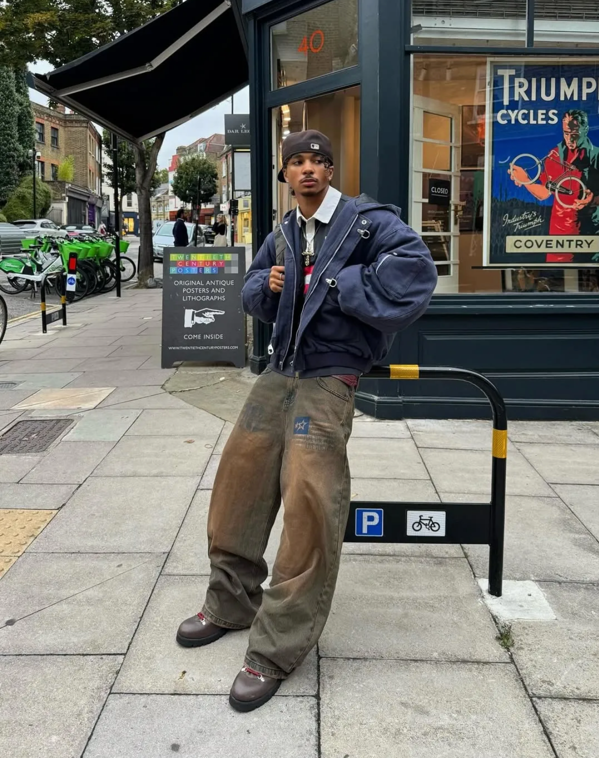 15OZ  INDIGO CANVAS CLASP BOMBER JACKET