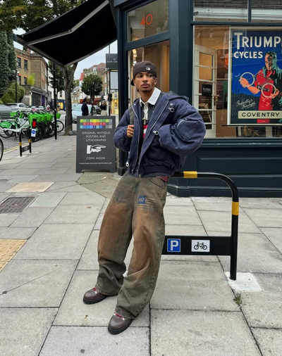 15OZ  INDIGO CANVAS CLASP BOMBER JACKET