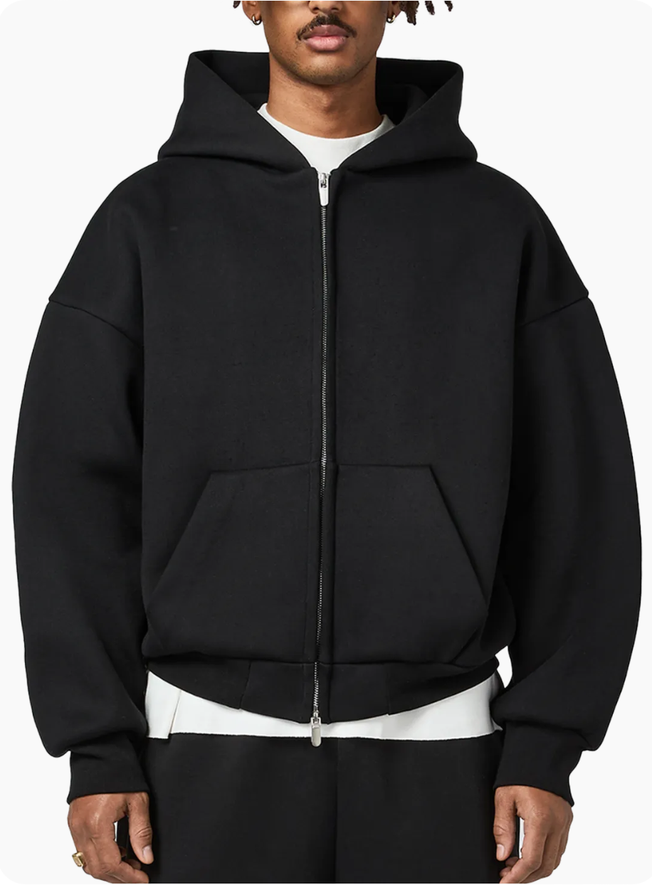 610 GSM MONOCHROME ZIPPED HOODIE