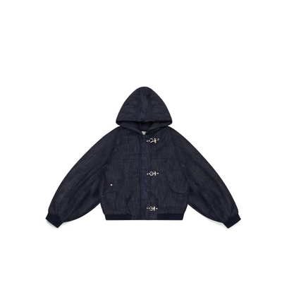 15OZ CANVAS CLASP BOMBER JACKET | RAW DENIM