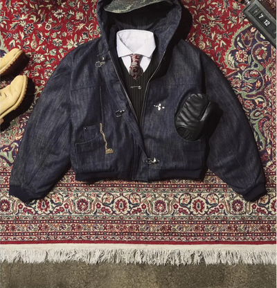 15OZ CANVAS CLASP BOMBER JACKET | RAW DENIM