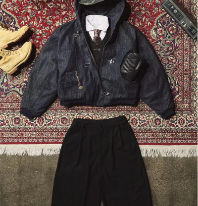 15OZ CANVAS CLASP BOMBER JACKET | RAW DENIM